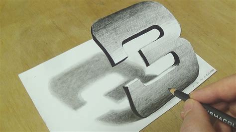 How to Draw Number 3 - Drawing Number Three in 3D on Paper with Pencil - Vamos - YouTube