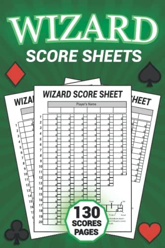 Wizard Score Sheets: 130 Large Score Pads for Scorekeeping, Wizard Card Game Score Sheets ...