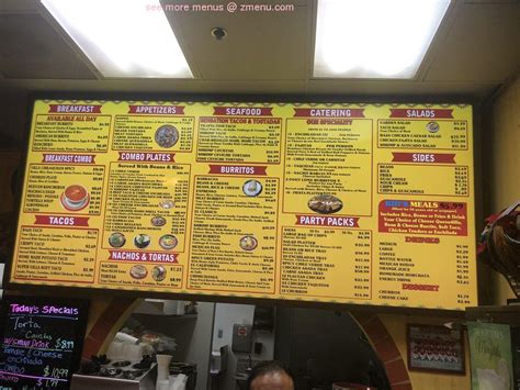 Menu at Taco Villa Mexican Grill restaurant, Riverside