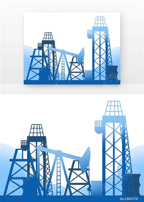 石油开采蓝色剪影素材下载_红动中国