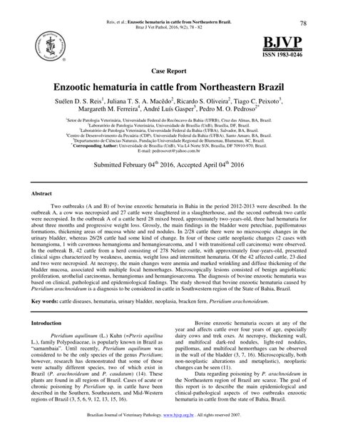 (PDF) Enzootic hematuria in cattle from Northeastern Brazil