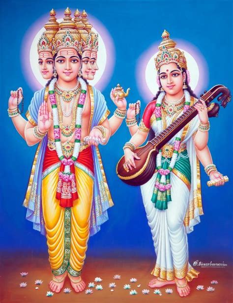 Brahma Saraswati - Thevar Art Gallery | Goddess artwork, Saraswati goddess, God art