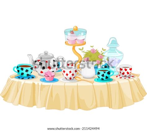 Wonderland Tea Party Decorated Table Stock Vector (Royalty Free ...