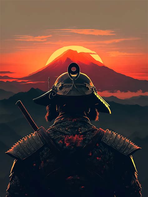 Umjetničke ilustracija | Samurai watching The Sunset/ Samurai Poster ...