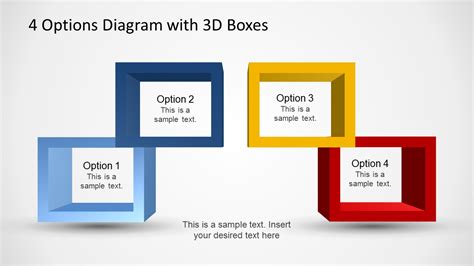 4 Options Diagram Template for PowerPoint with 3D Boxes - SlideModel