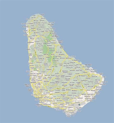 Detailed road map of Barbados with all cities | Barbados | North ...