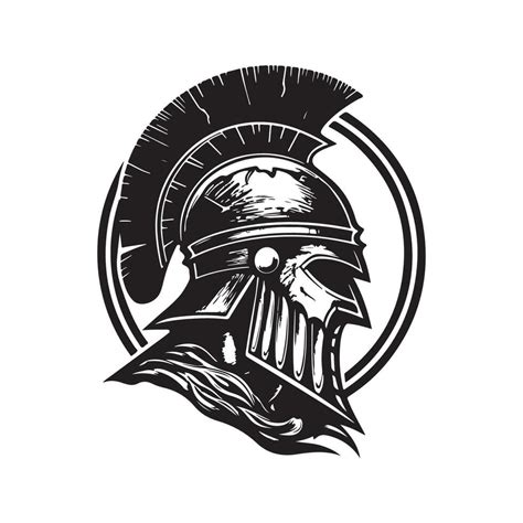 spartan, vintage logo line art concept black and white color, hand ...