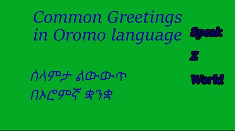 Greetings in Oromo Language. Afaan Oromoo Greetings - YouTube