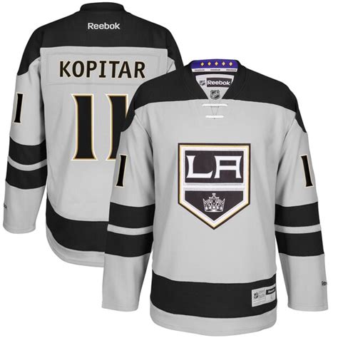 Men's Los Angeles Kings Anze Kopitar Reebok Gray Alternate Premier ...