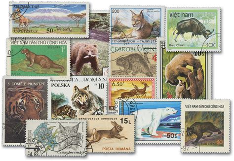 MP2092 - 240 Different Wild Animal Used Stamps - Mystic Stamp Company