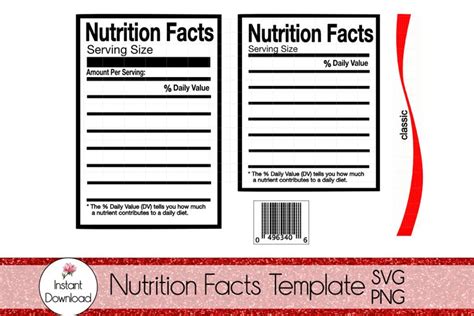 Nutrition Facts Template SVG, Blank Nutritional Facts Label