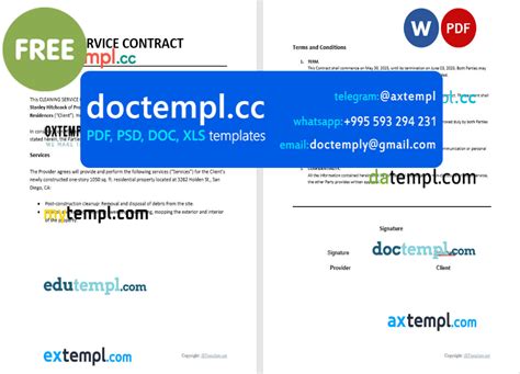 cleaning services contract agreement invoice template, Word and PDF format – doctempl.cc