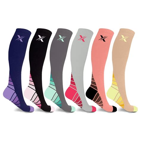 Unisex Sports Compression Socks - Made for Running, Athletics, Pregnancy and Travel - 6 Pair ...