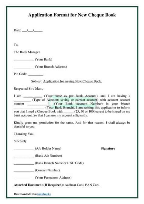 Application Letter For Cheque Book Application Letter For Issuing Cheque Book In English ...