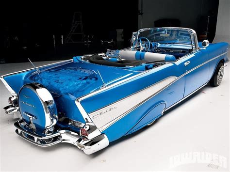 1957 Chevy Convertible Lowrider in Blue and White Colors