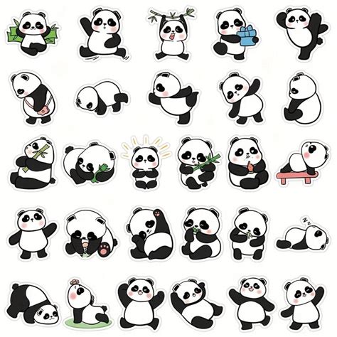 50pcs Panda Stickers For Kids Panda Stickers For Water Bottles Cute Panda Stickers Pencils ...