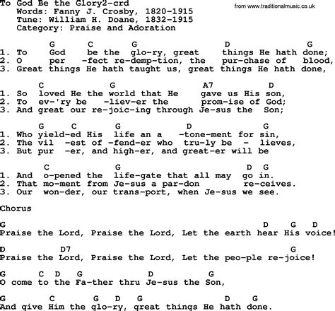 Top 500 Hymn: To God Be The Glory2 - lyrics, chords and PDF