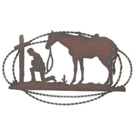 Praying Cowboy with Horse, Metal, 17 3/4 x 10 inches | Mardel