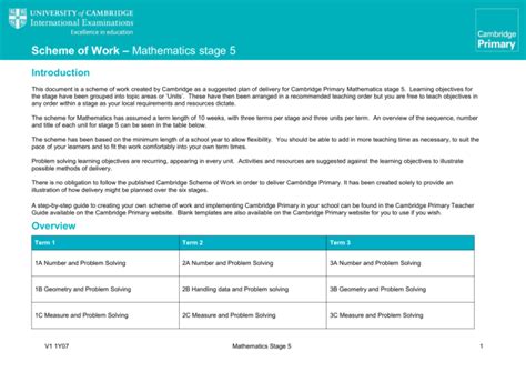 Scheme of Work Maths Stage 5.v1