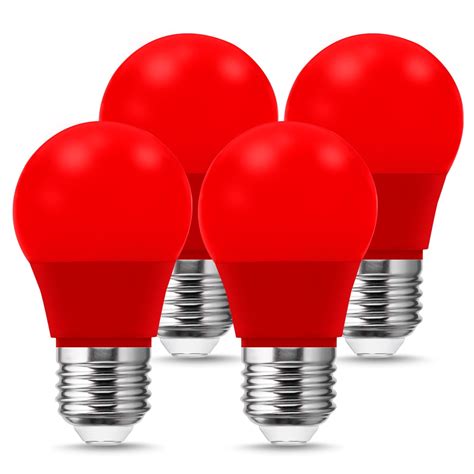 LED Bulb Red Light, 3 Watt(20W Equivalent) A15 Red LED Christmas Lights Bulb, Bedroom Nightlight ...