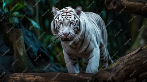 Premium AI Image | a portrait of white tiger in natural habitat