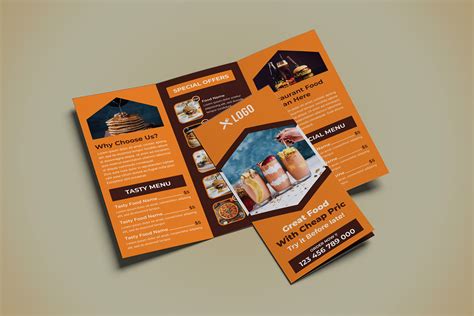 Restaurant Trifold Brochure PSD Template on Behance