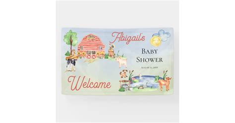 Cute Rustic Farm Animals Barnyard Baby Shower Banner | Zazzle