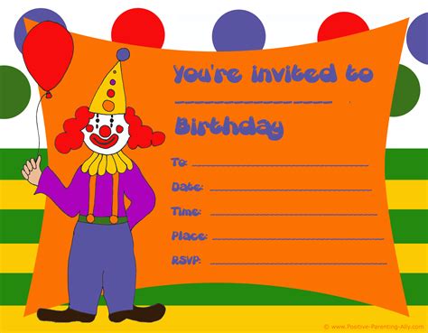 Free Printable Birthday Party Invitations for Kids: High Resolution