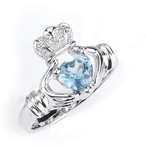 Sterling Silver December Birthstone Claddagh Ring - Factory Direct Jewelry