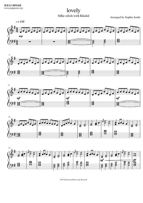 Billie Eilish, Khalid-Lovely Sheet Music pdf, - Free Score Download ★