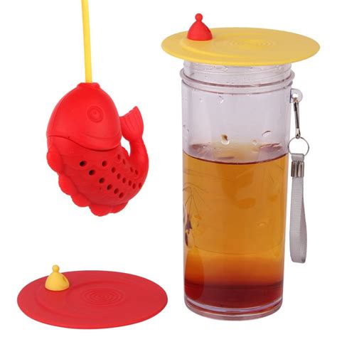 silicone tea infuser, Reusable heat-resistant silicone tea bag, fish ...