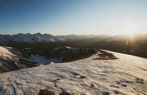 Sunset On The Mountain Horizon - Stock Photos | Motion Array