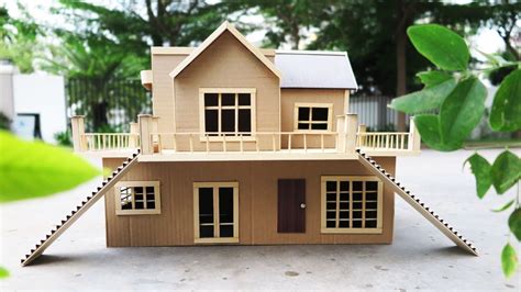 Building Cardboard Villa House DIY at Home - Dream House - Popsicle Stic... | Popsicle stick ...