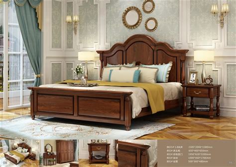 American Style Bedroom Furniture Natural Solid Wooden Bed - Buy Solid Wood Bed,Carved Wood Bed ...