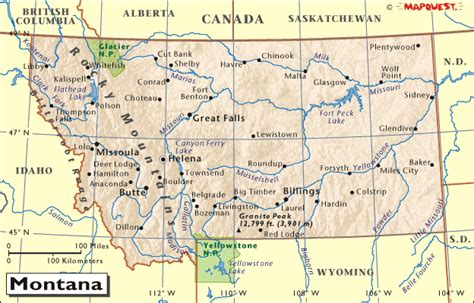 Montana Map and Montana Satellite Image