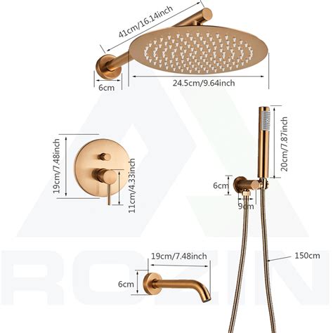 Hot Cold Water Mixer Tap Rose Gold Shower Faucet Shower Head Concealed Bathroom Shower System ...
