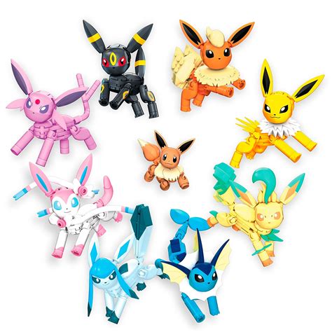 Buy MEGA Pokémon Every Eevee Evolution Toy Building Set, Vaporeon, Jolteon, Flareon, Espeon ...