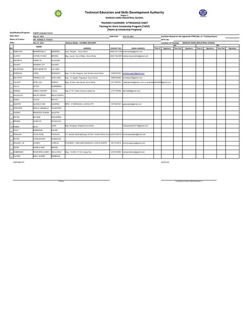 Attendance Sheet | PDF