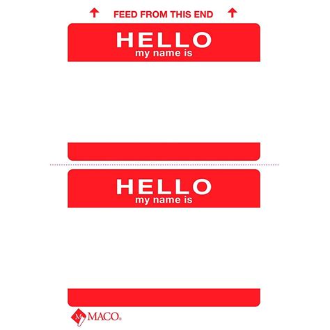 Office Supplies 2000 RED "HELLO MY NAME IS" NAME TAGS LABELS BADGES ...