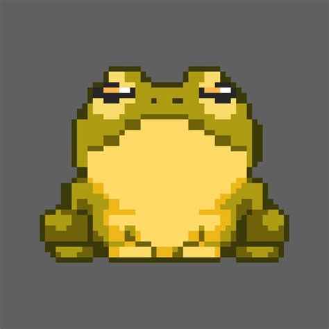 Vector fat green yellow frog with slanted eyes pixel art, perfect for ...