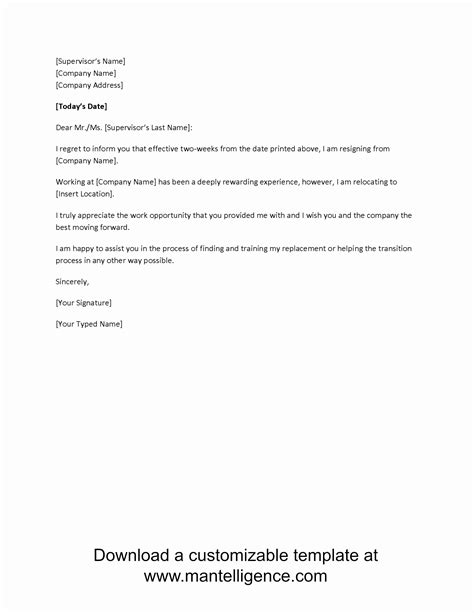 Professional Two Weeks Notice Letter Templates