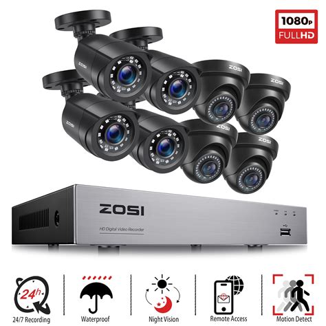 ZOSI H.265+ 1080p Home Security Camera System Indoor Outdoor, 5MP Lite ...