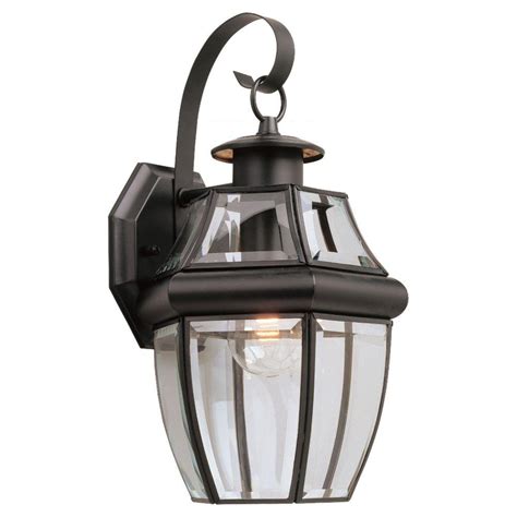 Sea Gull Lighting Lancaster Wall Mount 1-Light Small Outdoor Black Fixture-8067-12 - The Home Depot