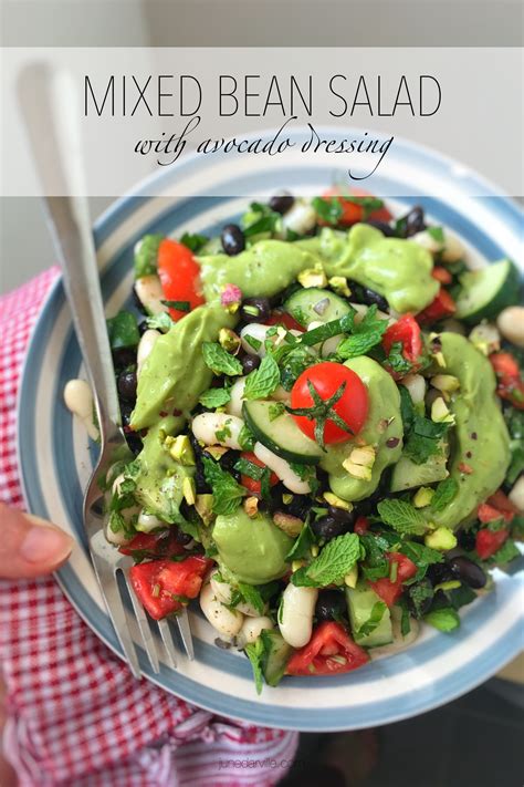 Mixed Bean Salad & Creamy Avocado Dressing - A bunch of beans and ...