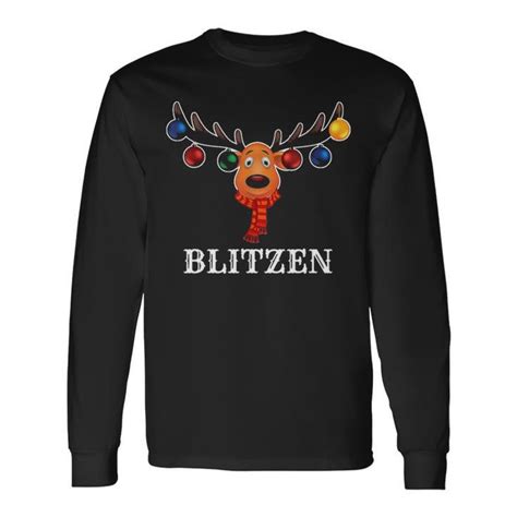 Santa Reindeer Blitzen Xmas Group Costume Long Sleeve T-Shirt - Seseable