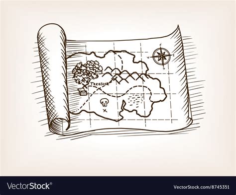 Treasure map sketch style Royalty Free Vector Image