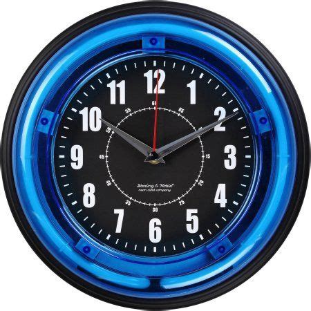 Sterling and Noble 11" Vibrant Blue Neon Analog Wall Clock - Walmart ...