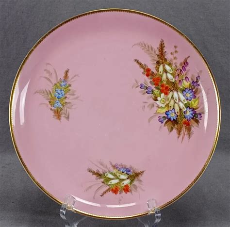 19TH CENTURY ROYAL Worcester Hand Painted Floral Pompadour Pink & Gold ...