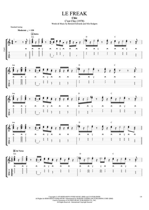 Le Freak by Chic - Full Score Guitar Pro Tab | mySongBook.com