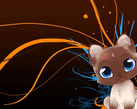 Download Anime Cartoon Cute Brown Cat Wallpaper | Wallpapers.com